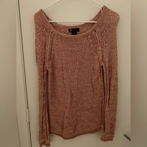 JJ Basics Pink and White Knit Sweater